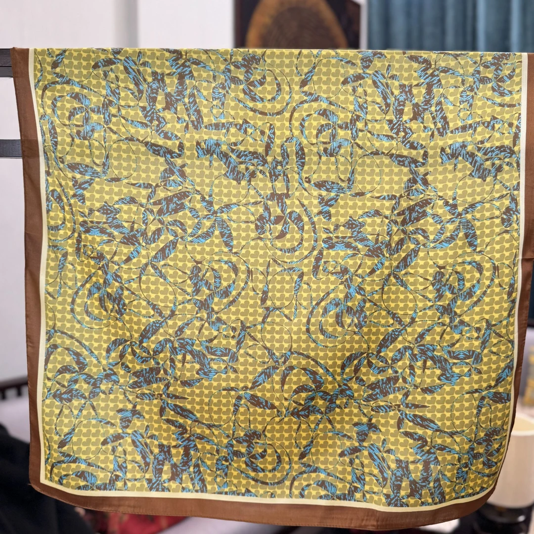 【A54-74 秋风纷飞】70*70缎保暖高端定制国风提花百搭丝巾中国风