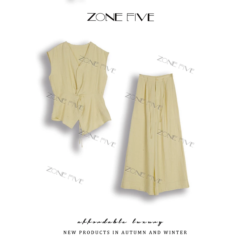 【zonefive】夏季新款高级设计感套装休闲裤轻奢时尚百搭设计师67