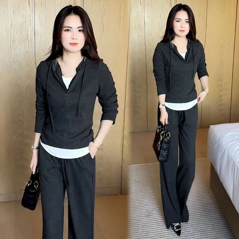 休闲套装运动服2025时尚春秋新款连帽上衣一整套洋气穿搭两件套女