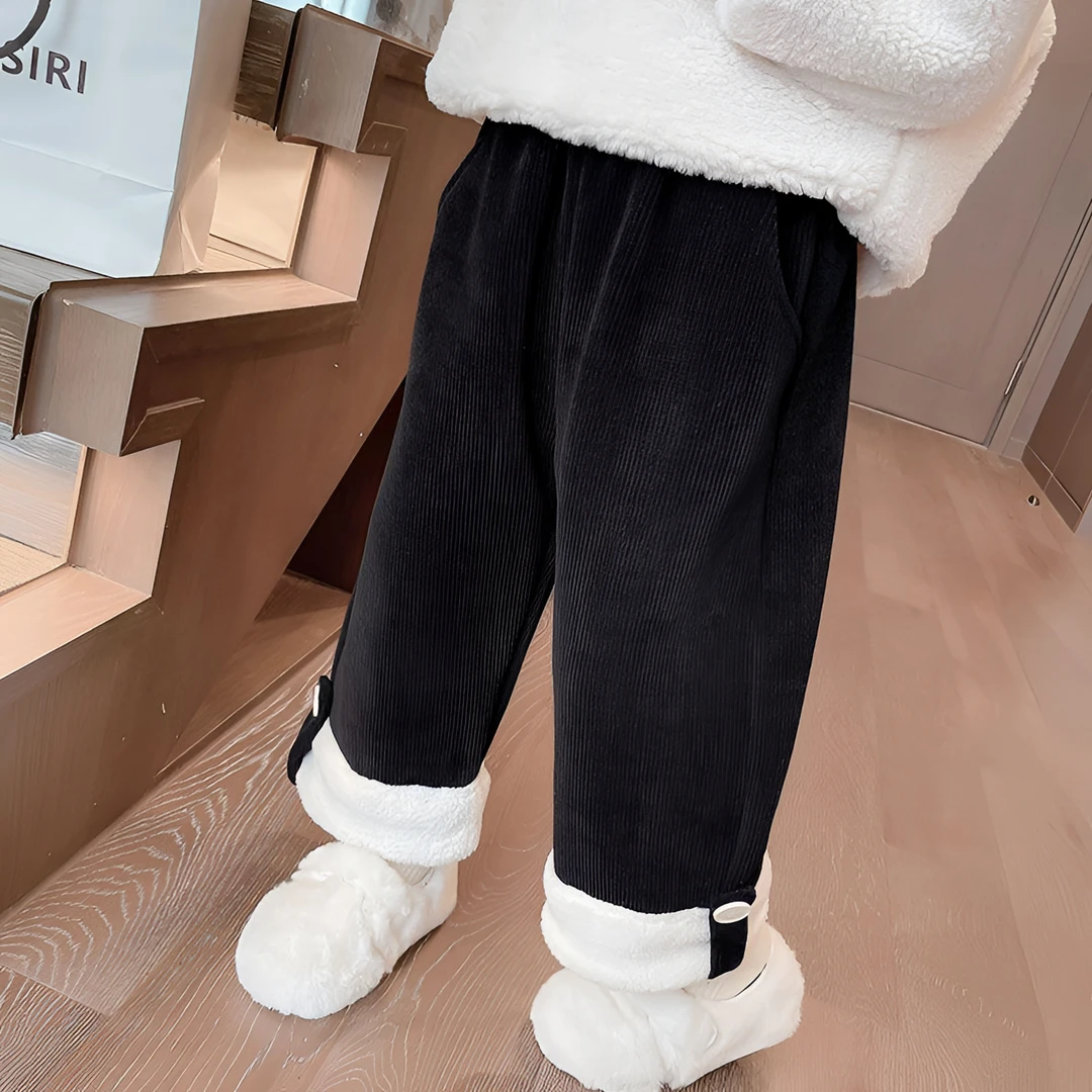 一条过冬女童裤子秋冬季新款网红宝宝冬款直筒裤儿童加绒加厚冬装