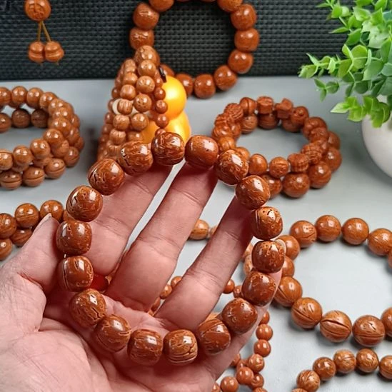 手串桃核铁籽密纹红魔桶珠13