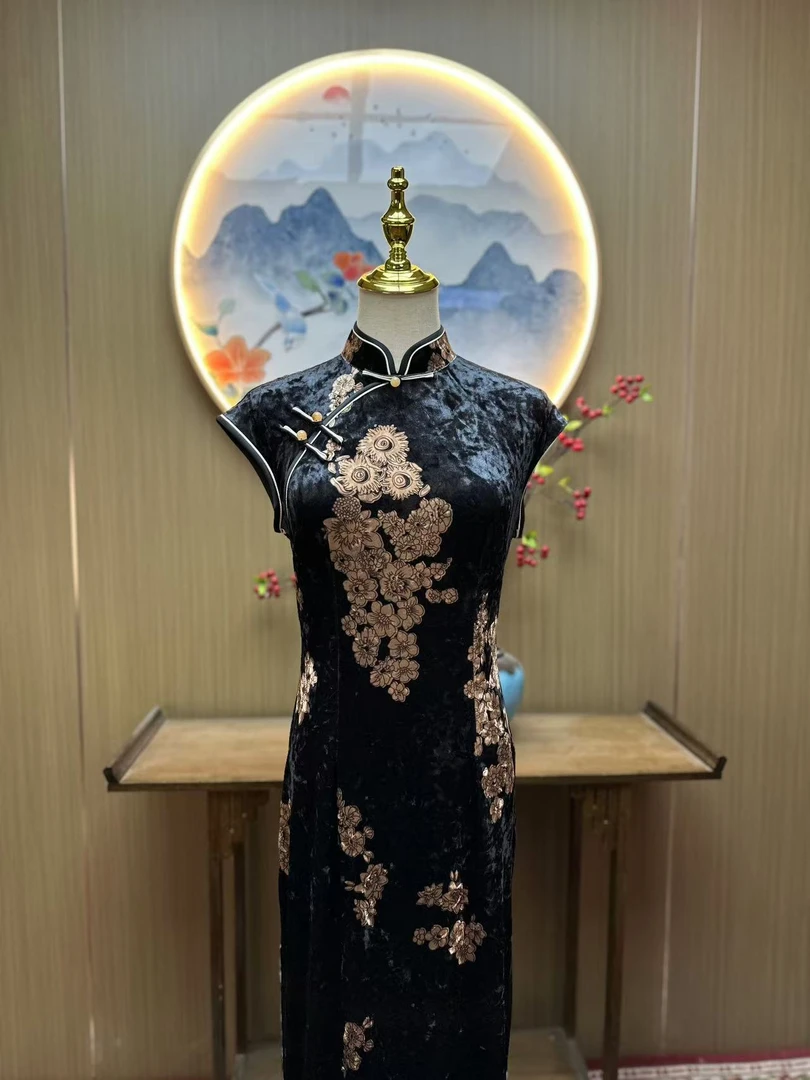 朝苏 日常气质文艺国风复古优雅长款旗袍