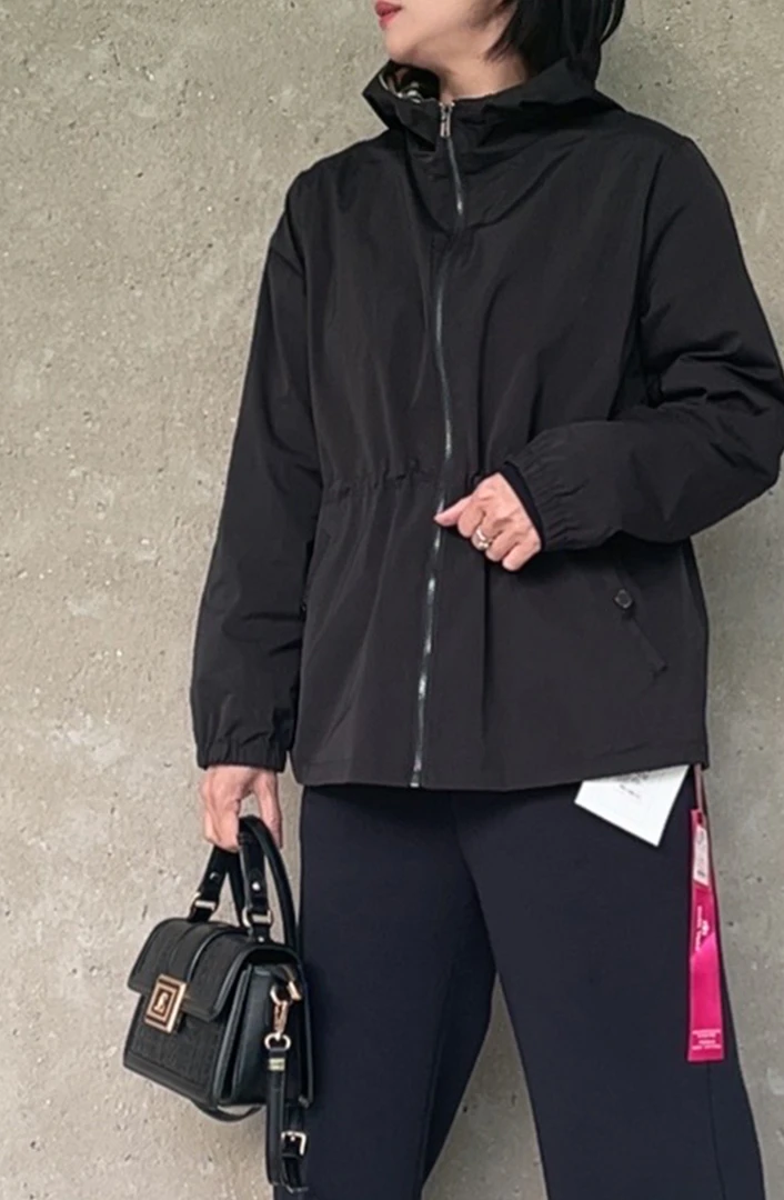 99【现货】秋季格纹双面穿连帽战马冲锋衣夹克时尚外套87029