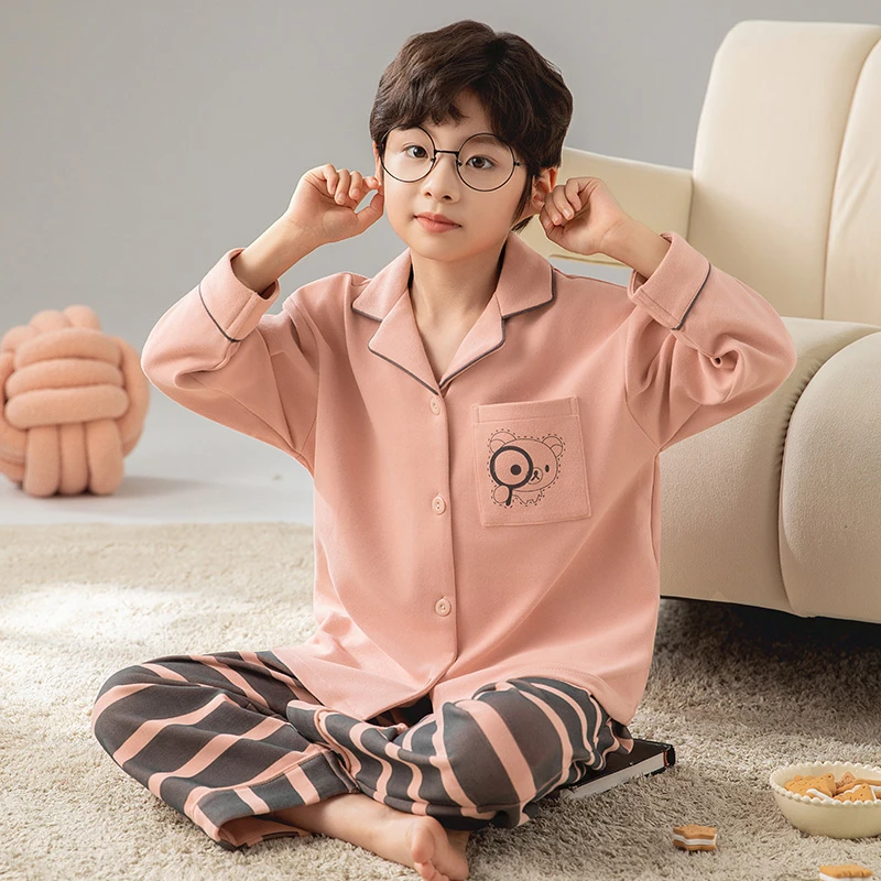 儿童睡衣春秋季纯棉吸汗卡通青少年长袖宝宝帅气中大童家居服套装