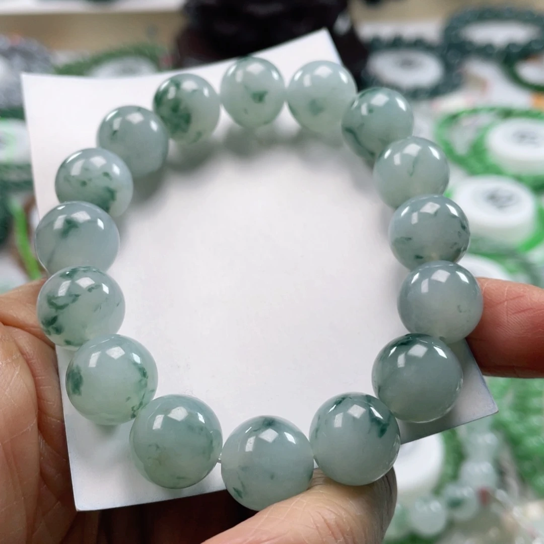 翡翠手链未镶嵌天然翡翠手串12.8mm
