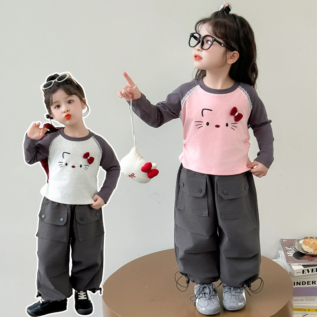 女小童洋气套装春秋款女宝宝打底衫上衣秋装小女孩韩版时髦两件套