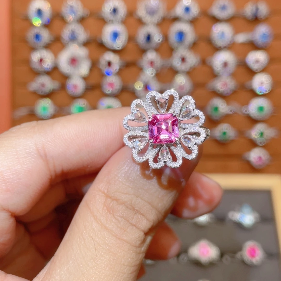 戒指彩色蓝宝石18K金镶嵌1.47ct 无烧