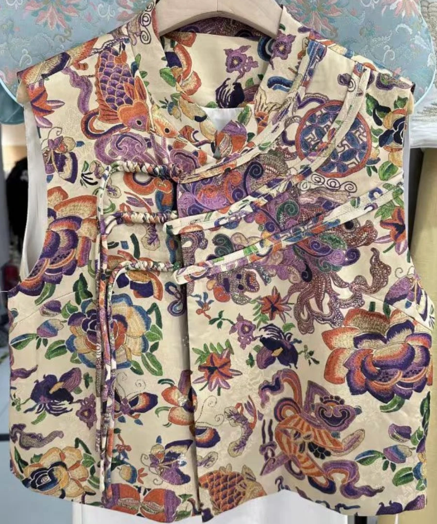 百搭中式薄款斜襟上衣衬衫圆领直襟长袖夏季女士常规款国风时尚