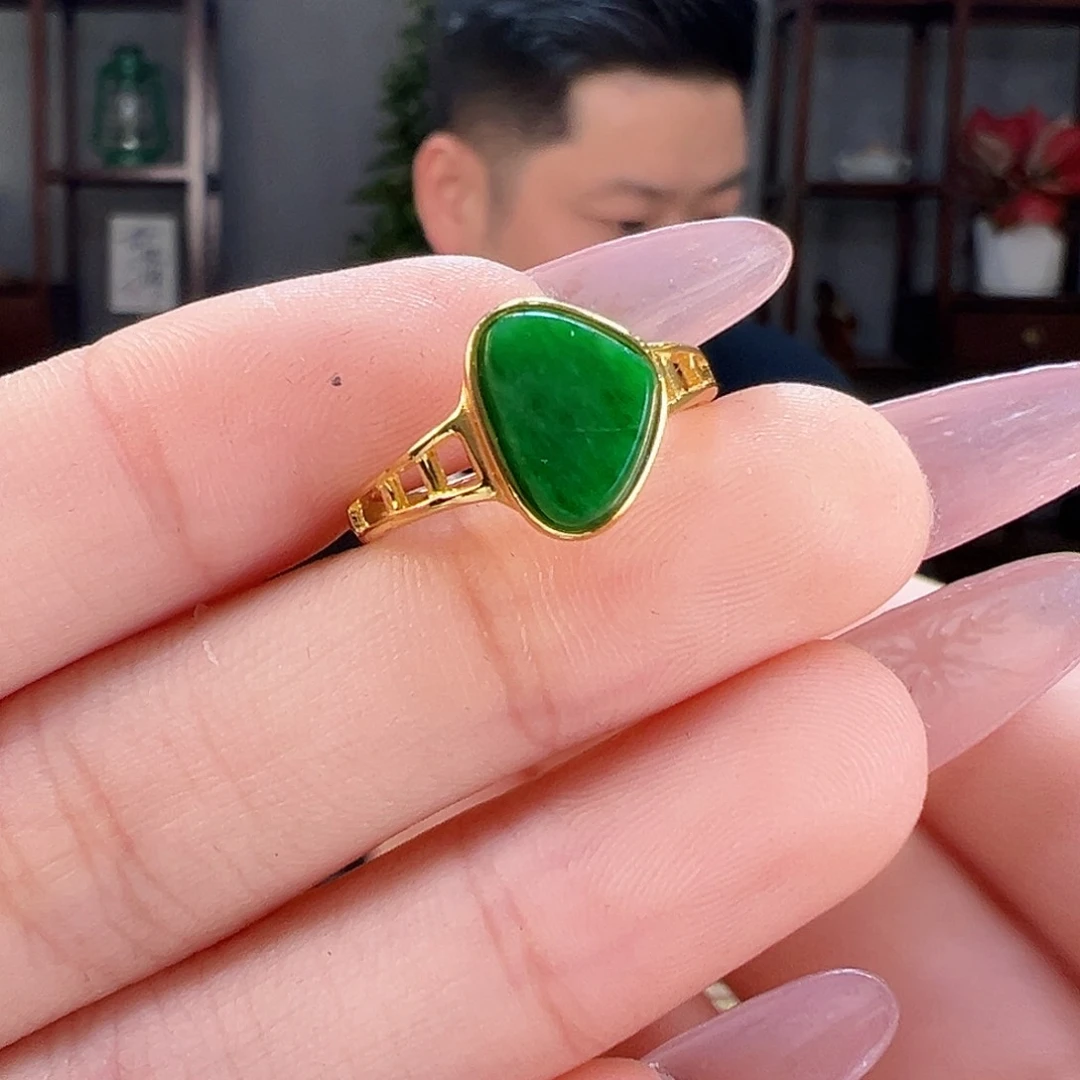 翡翠戒指银S925镶嵌戒指45