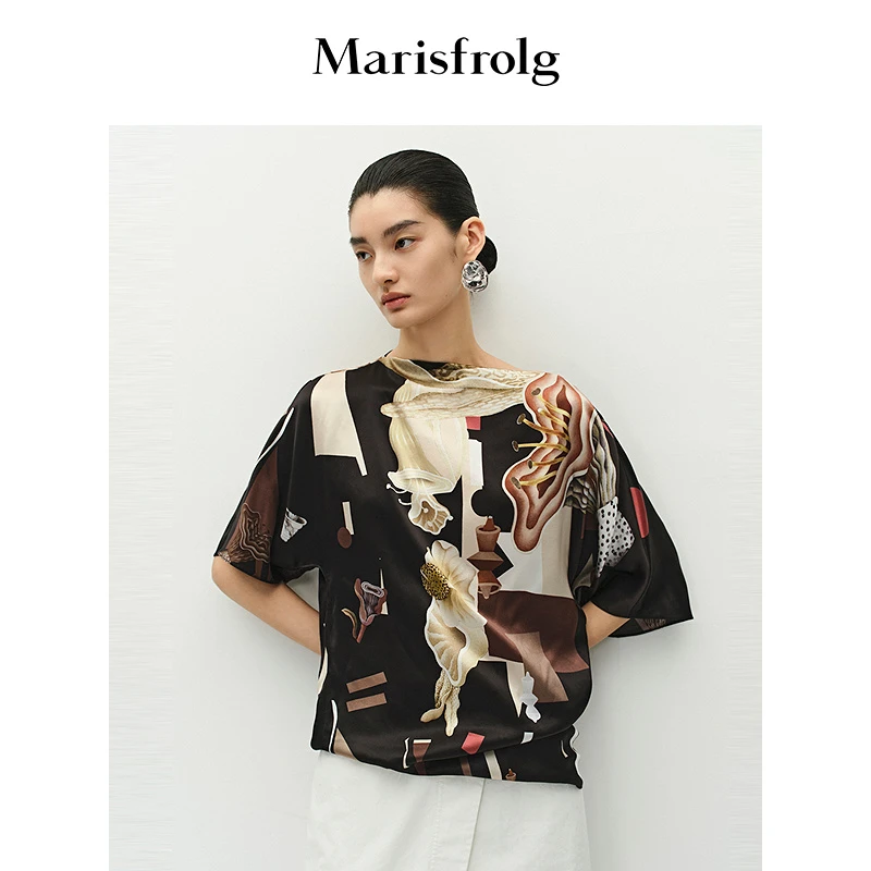 Marisfrolg玛丝菲尔25年夏季气质花稿T恤A1FZ20321