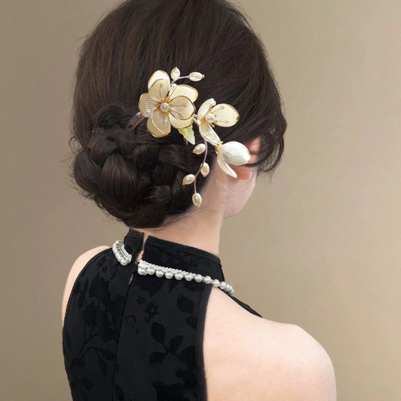 女U型头饰超仙仙气国风旗袍发饰古风网红优雅森系新中式古风发饰