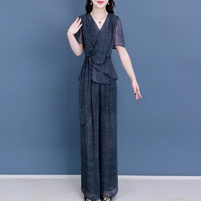 【上衣+裤子】优雅新款气质时尚休闲收腰显瘦套裤25712