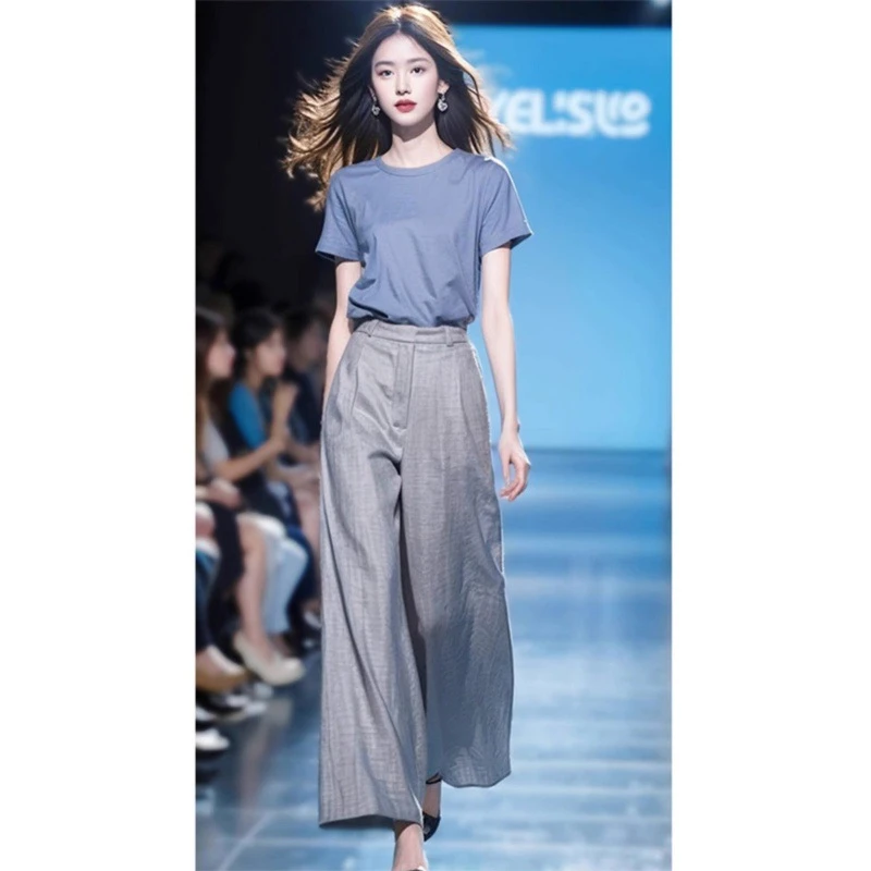 通勤风一整套松弛感穿搭高级感超好看的慵懒风两件套装裤夏季女装