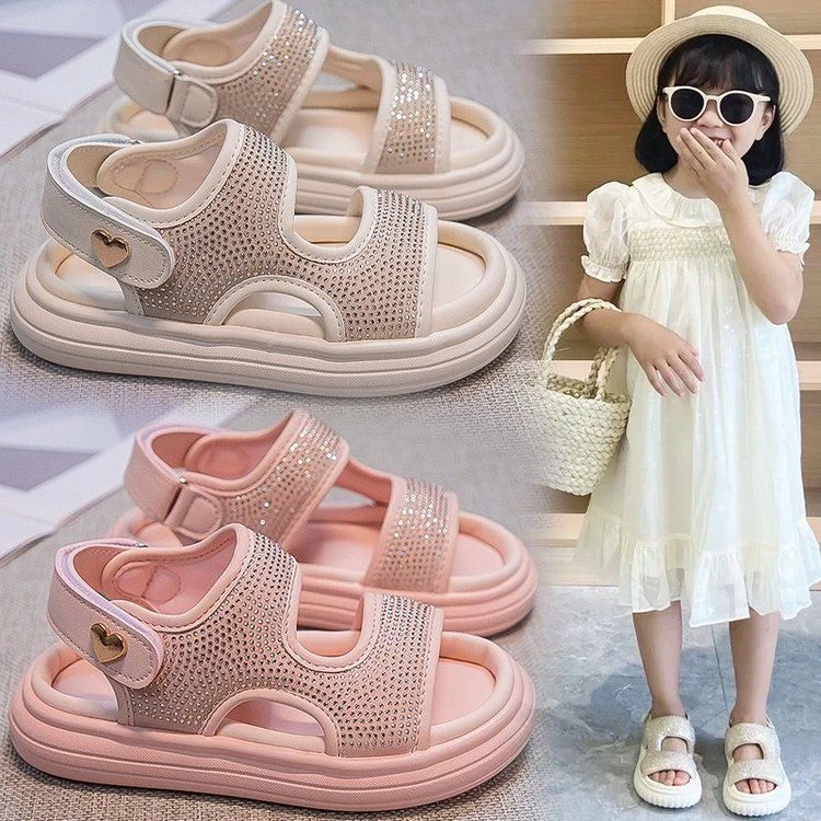 儿童夏季凉鞋2025新款女夏仙女风厚底百搭软底松糕休闲沙滩鞋H168