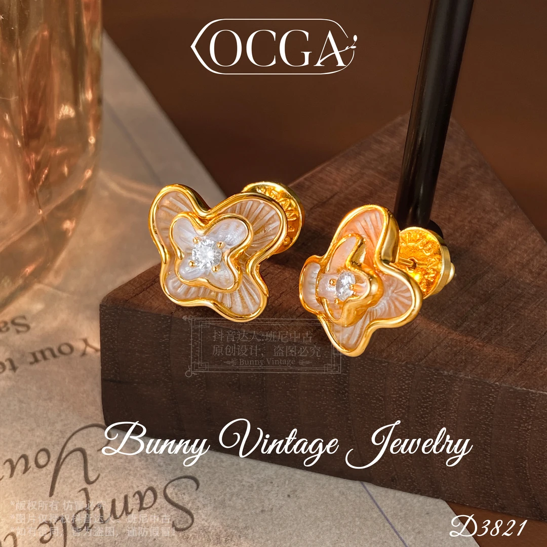 镀K金D3821法★【珊瑚海】春OCGA 欧斯伽斯耳钉