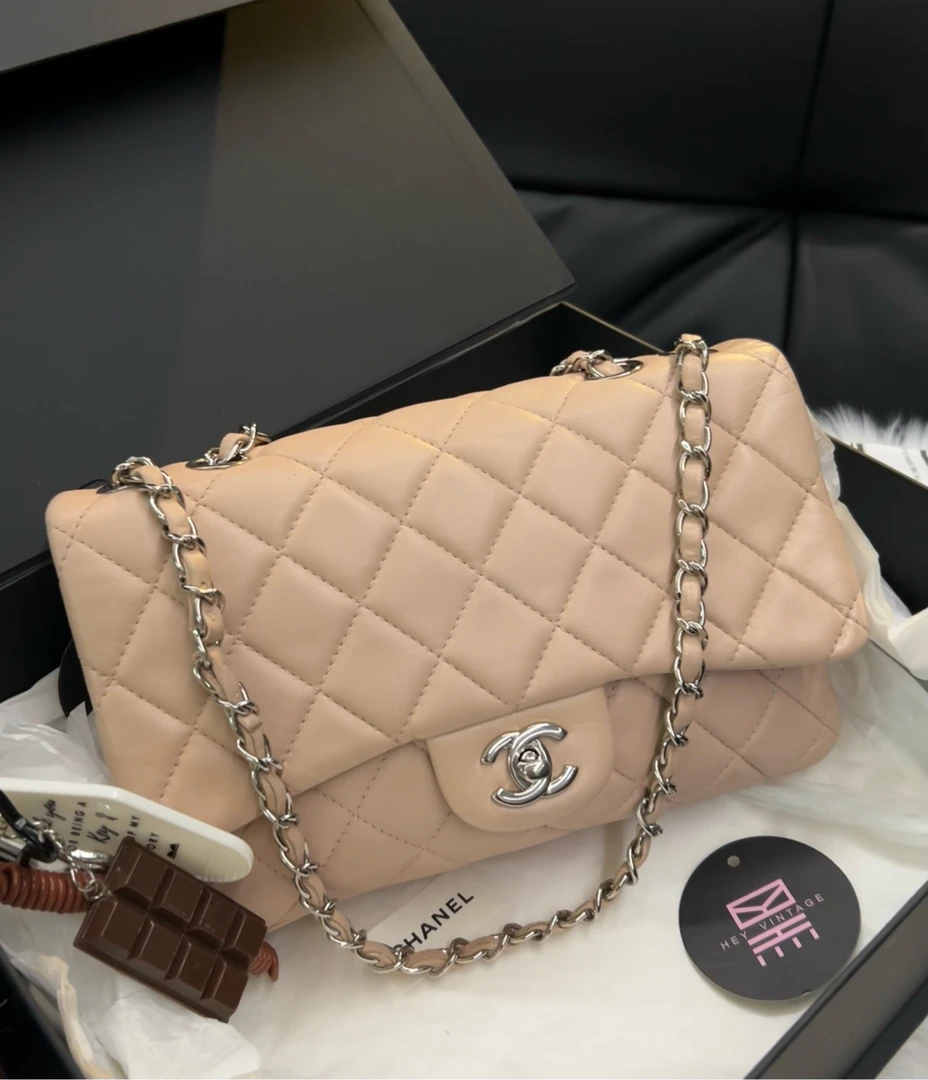 95新 Chanel/香奈儿 粉色cf包 25cm  19开  11573478