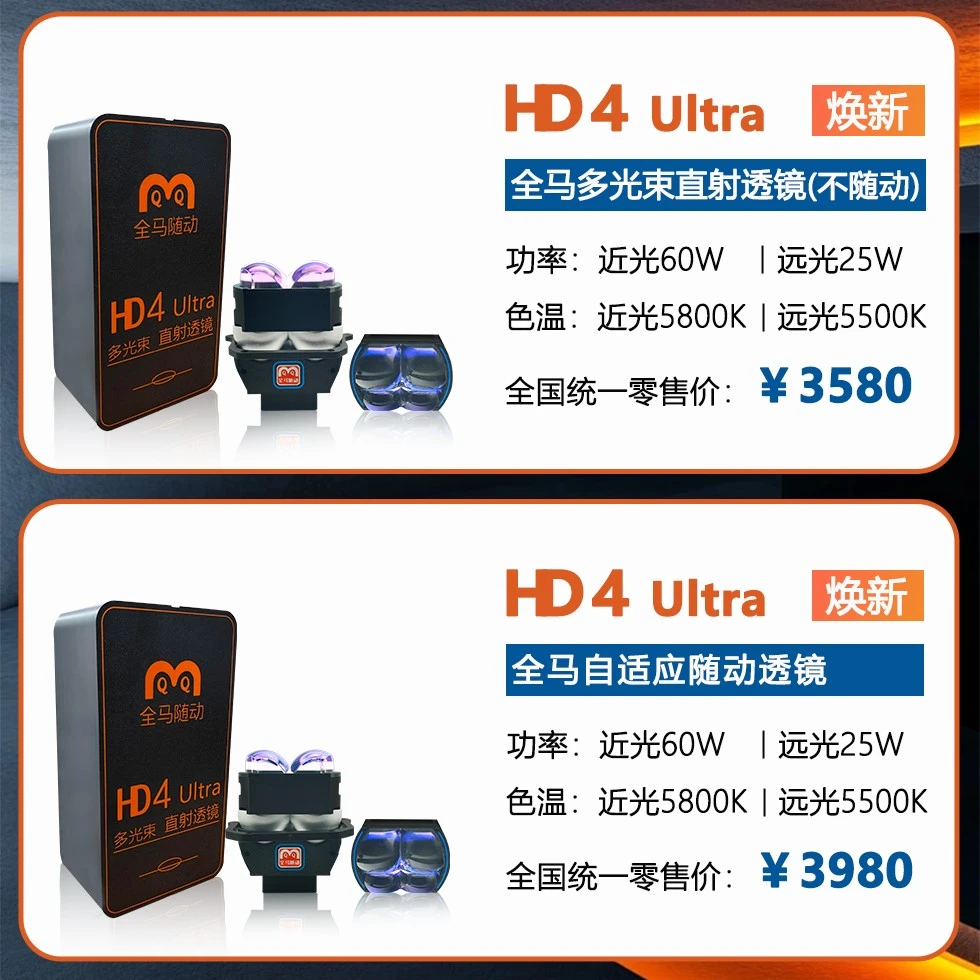 全马随动 HD4 Ultra智能自适应随动透镜大灯低功率 随方向转动