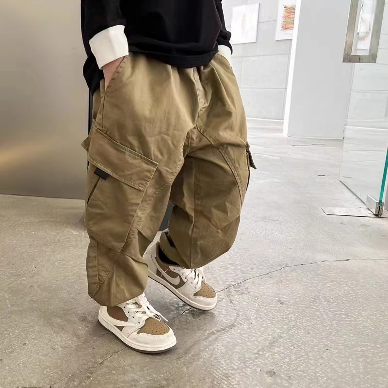 2022【侧边口袋】春秋宽松儿童工装裤