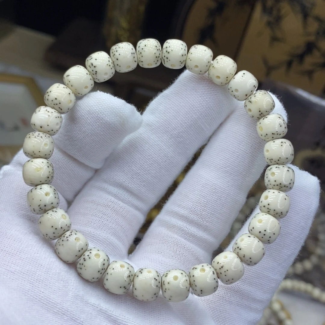 手串星月菩提8/7糯冰瓷白小通体留白月朗星稀