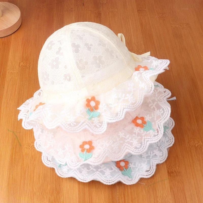 婴儿帽子夏季可爱公主薄款防晒盆帽女宝宝超萌洋气遮脸渔夫帽网帽