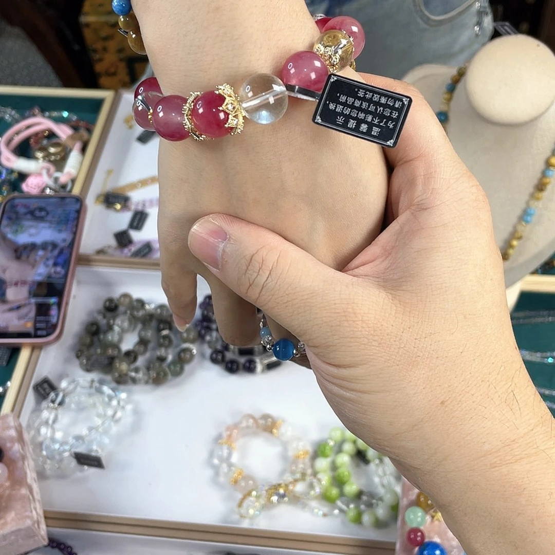 水晶手链银S925镀金镶嵌