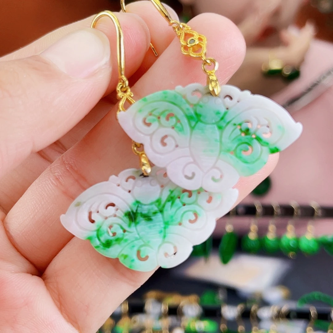 翡翠未镶嵌耳饰饰品
