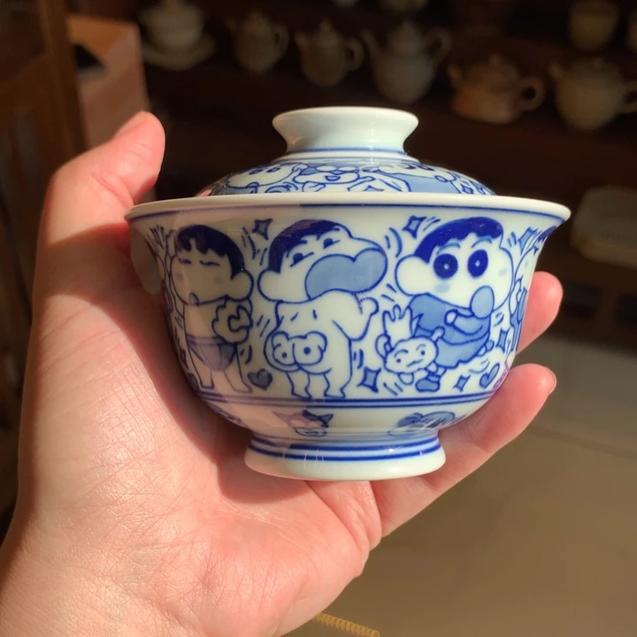 微瑕不退换蜡笔小新两才盖碗194号