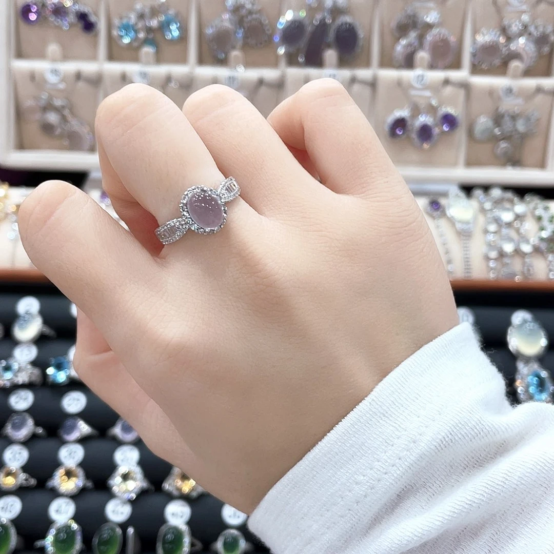 甜***开萤石戒指银S925镶嵌