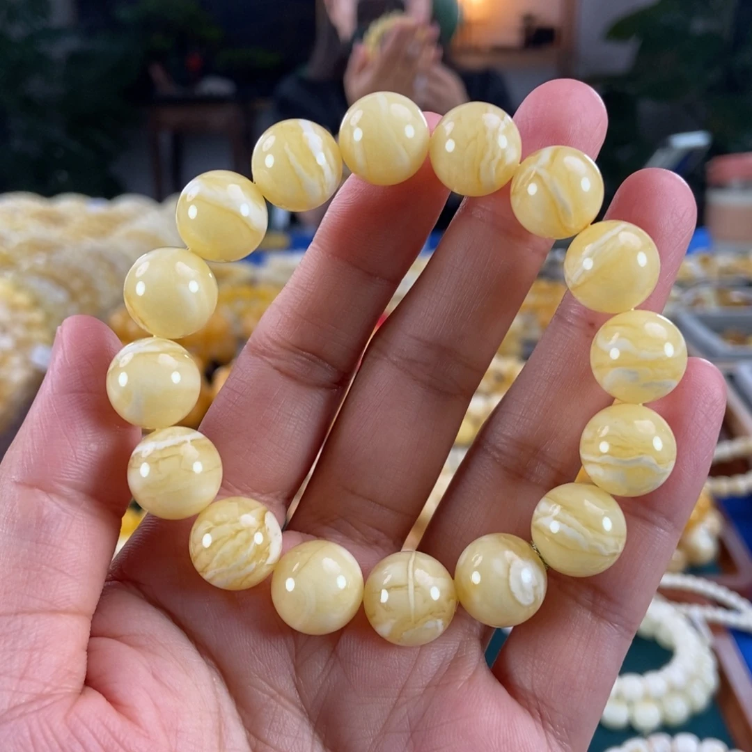 琥珀未镶嵌珠宝奇石13同料虎皮圆珠20.27