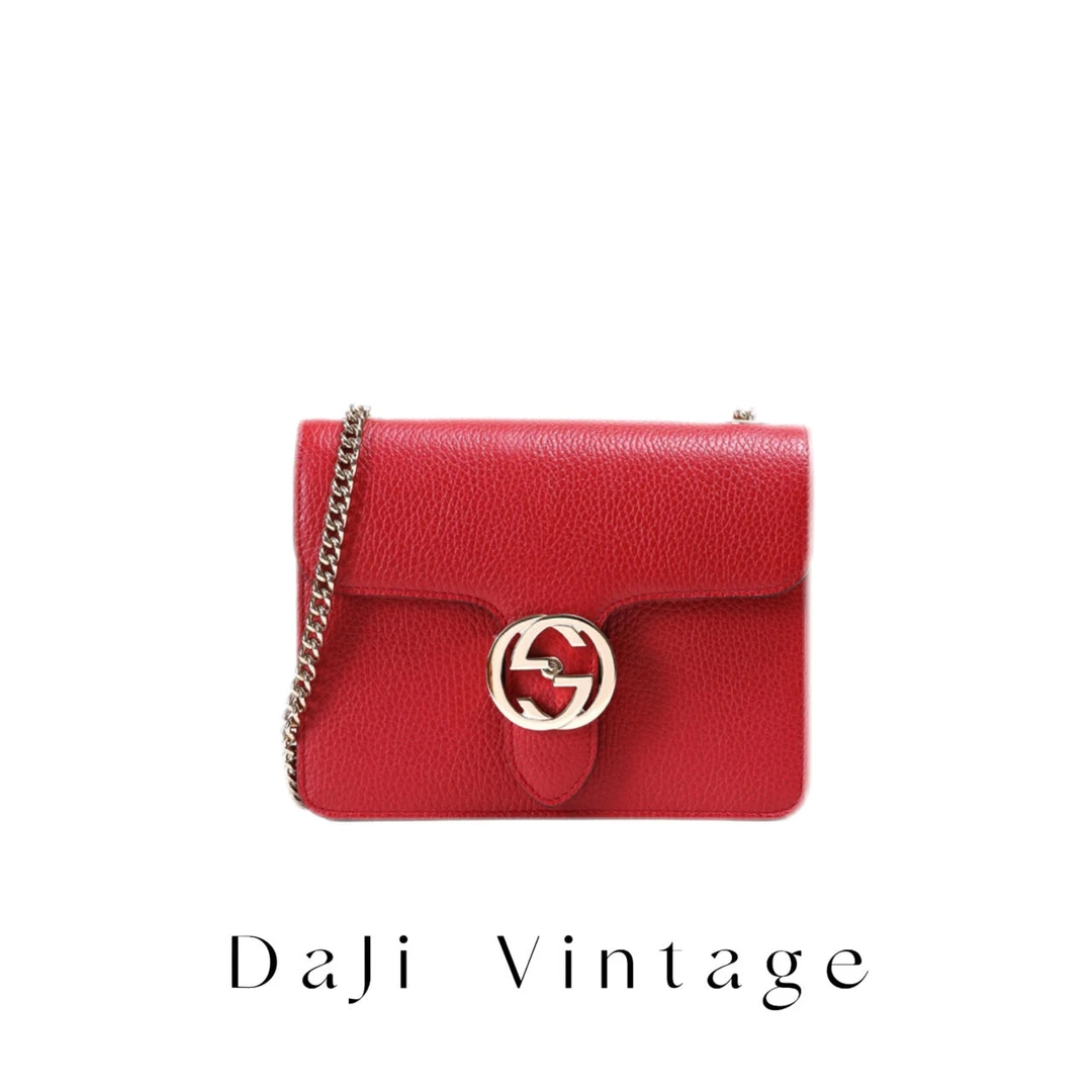 大吉中古/Gucci古驰红金信封斜挎包