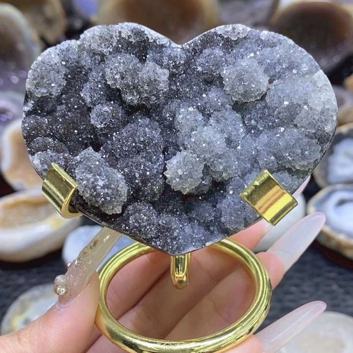 未镶嵌珠宝半成品水晶满花花双彩爱心摆件