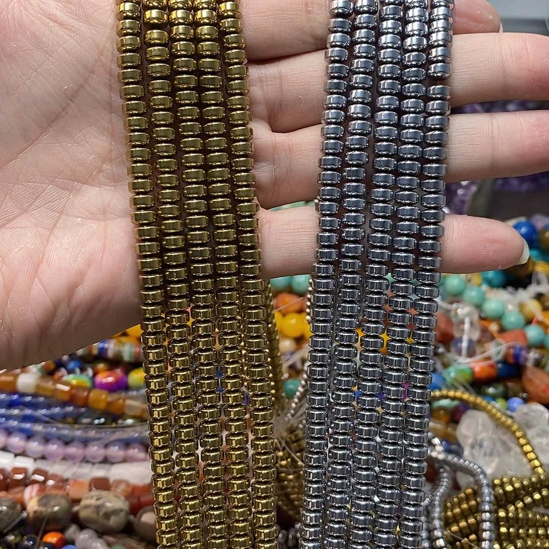 石英质玉未镶嵌，2条黑胆石飞碟隔片6mm，备注颜色，