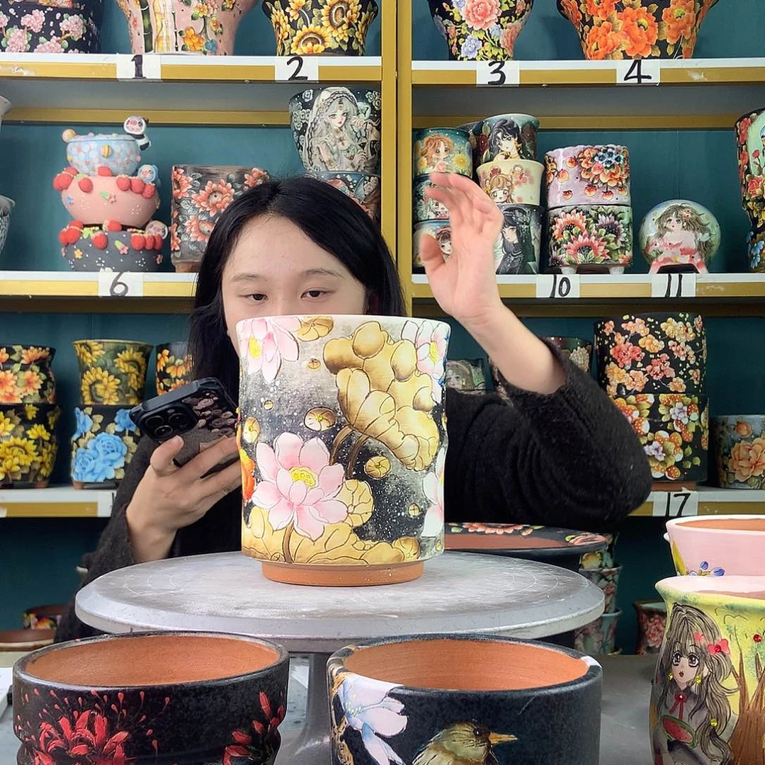 陶景德镇手工花盆陶瓷6