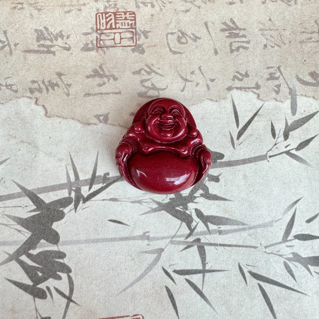 含辰砂工艺品朱砂佛公吊坠