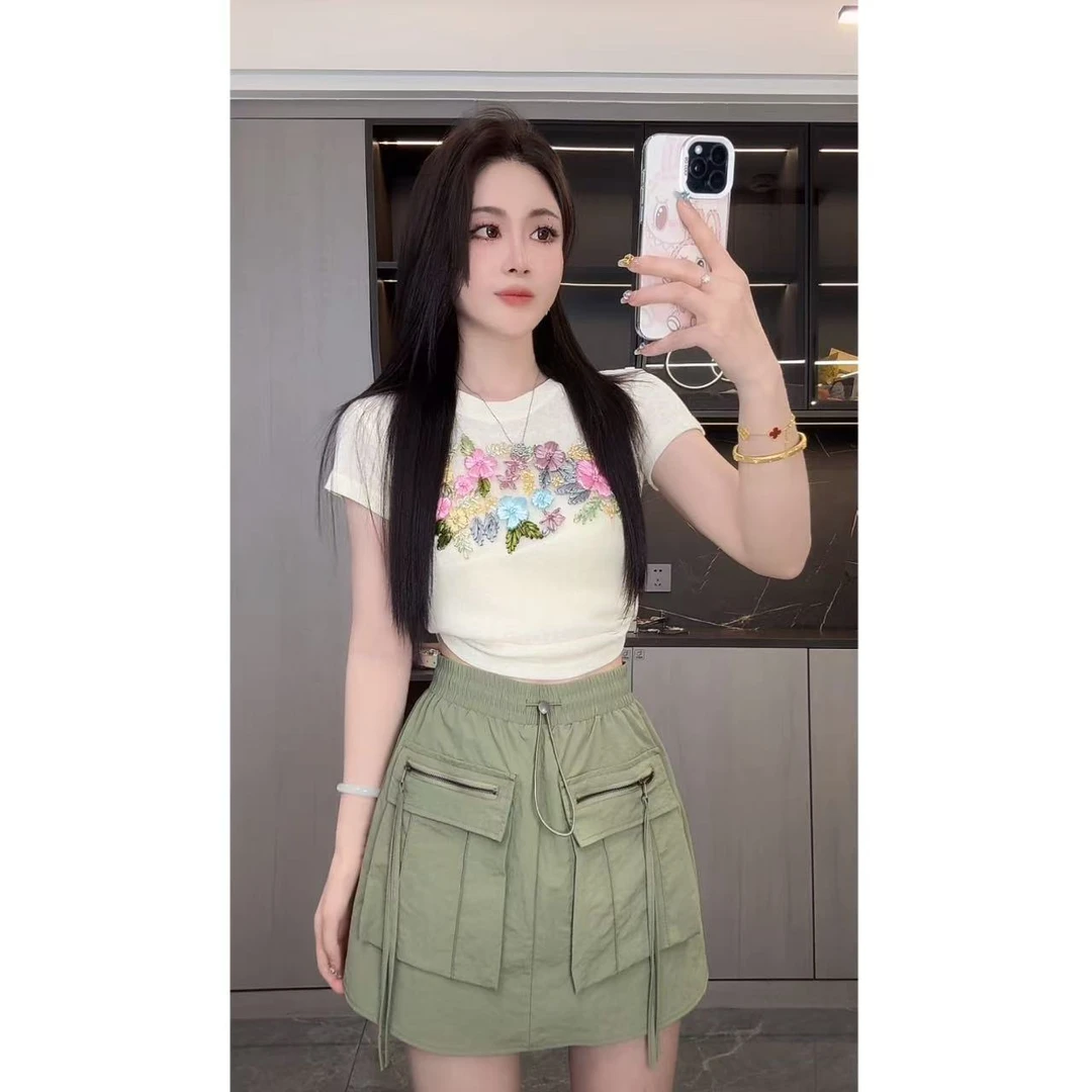 曼曼【拽痞公式】 韩版工装大口袋短裙