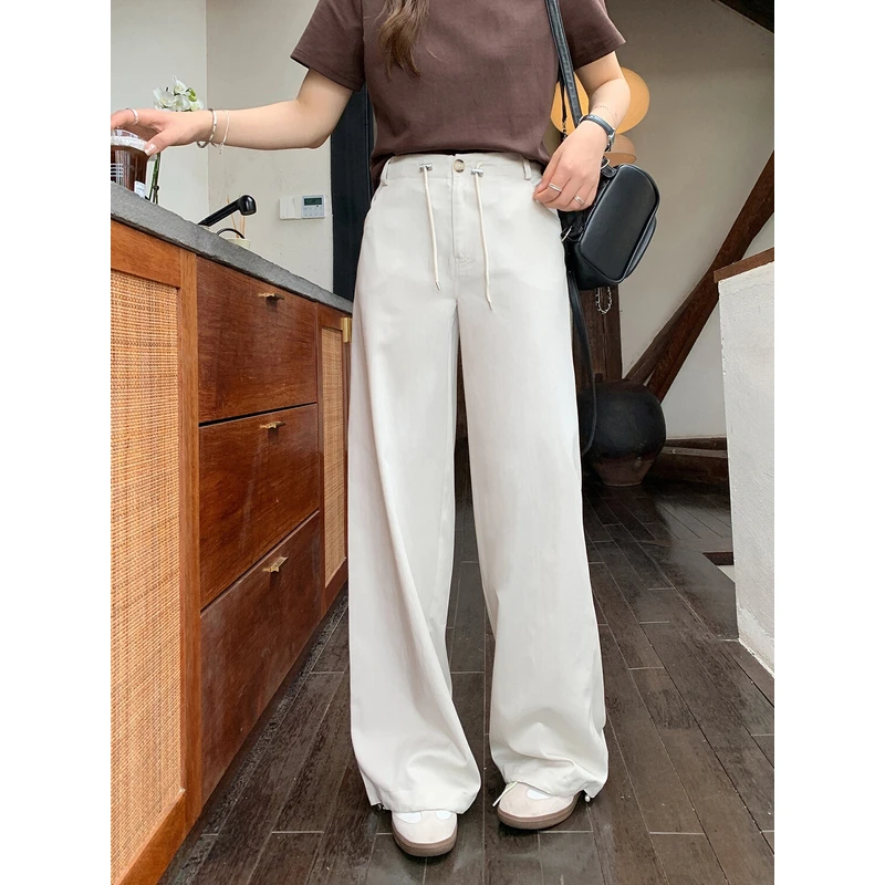 【ALINDM年终大清仓】胖mm高腰直筒裤200斤显瘦休闲阔腿裤AS25410