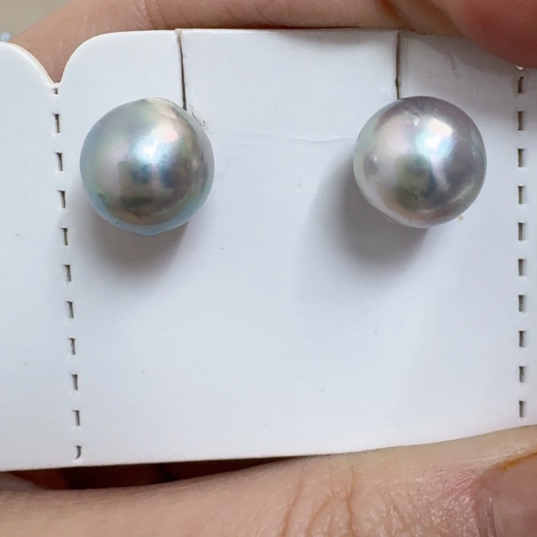 海水珍珠耳饰银S925镶嵌10.2真多麻耳钉