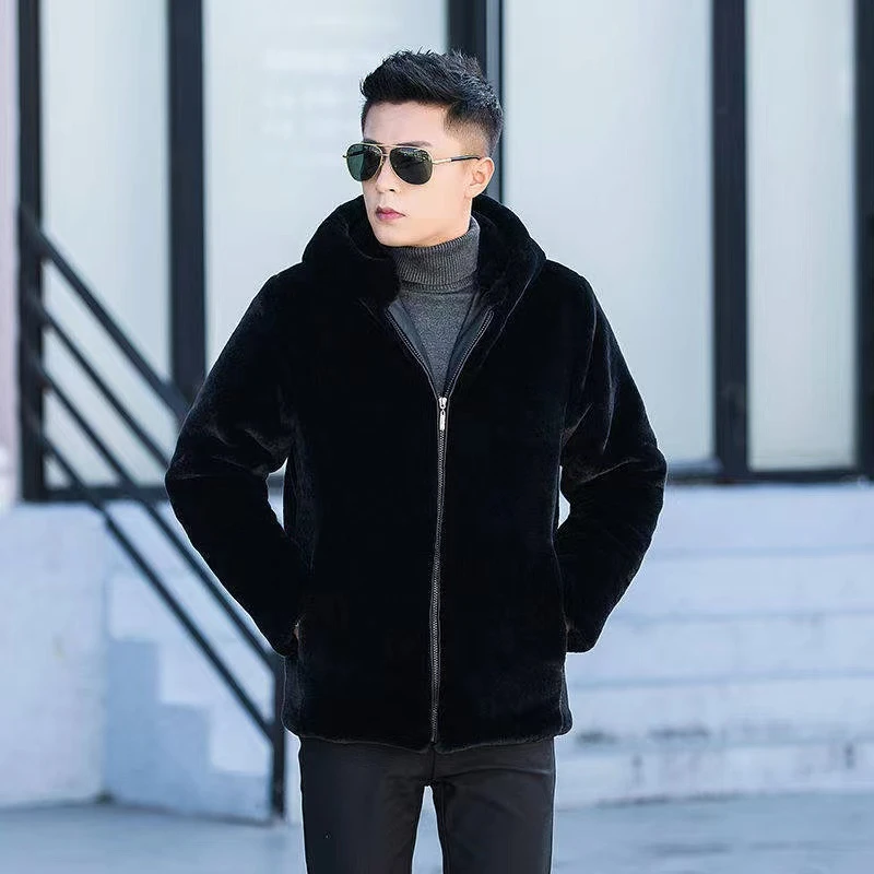 男士连帽 欧貂绒外套