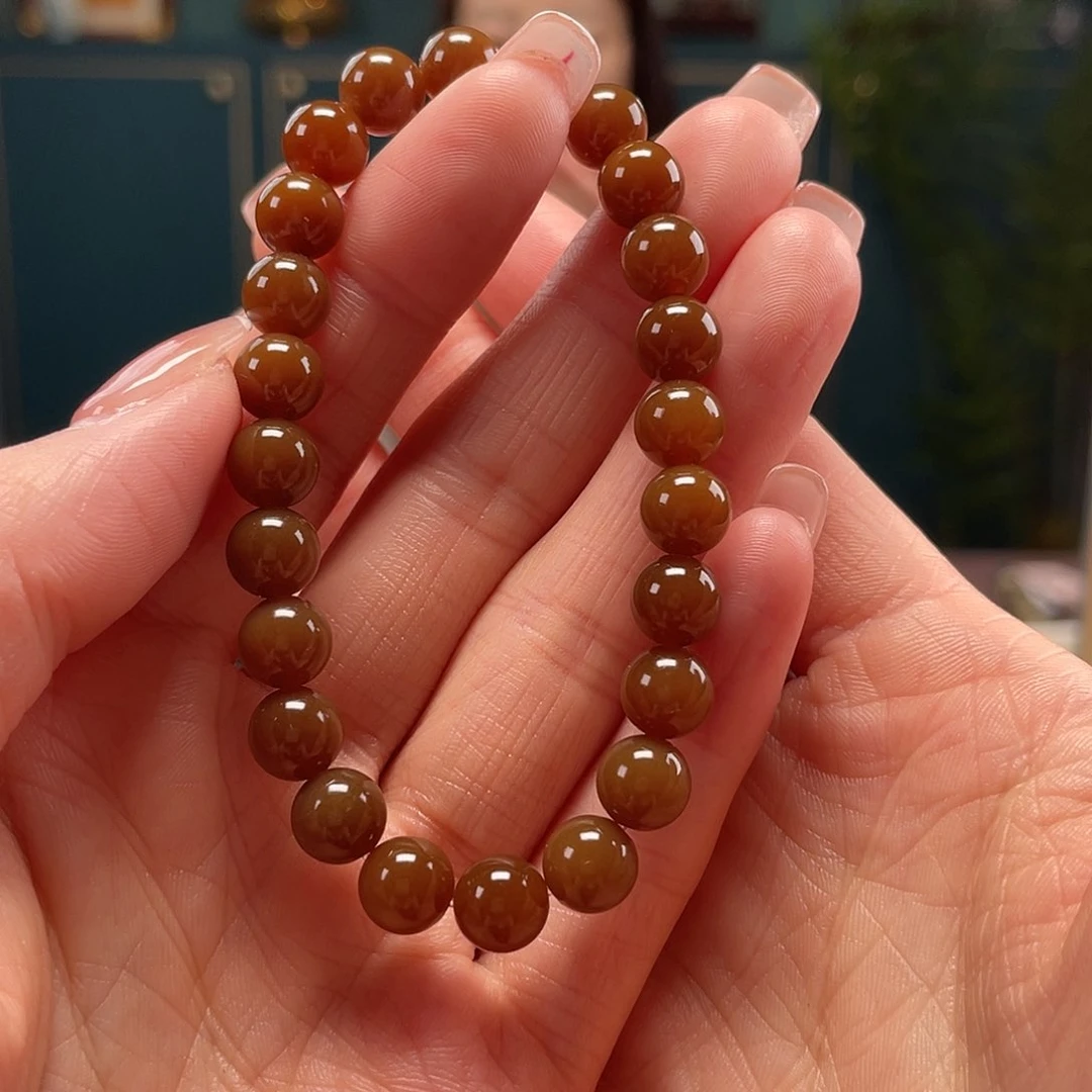 和田玉手串未镶嵌金山糖卡8