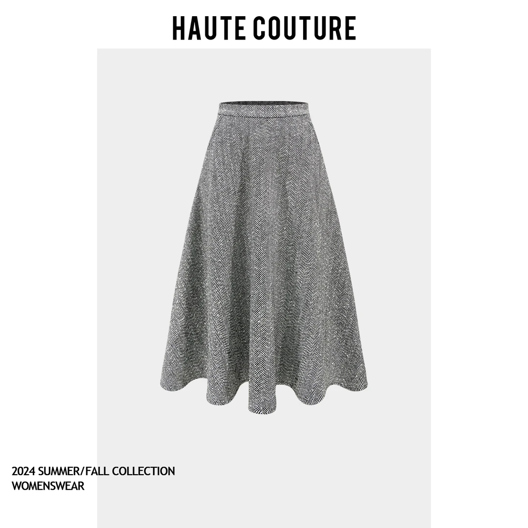 2024冬季新款高级满钻闪闪灰色半身裙P7614