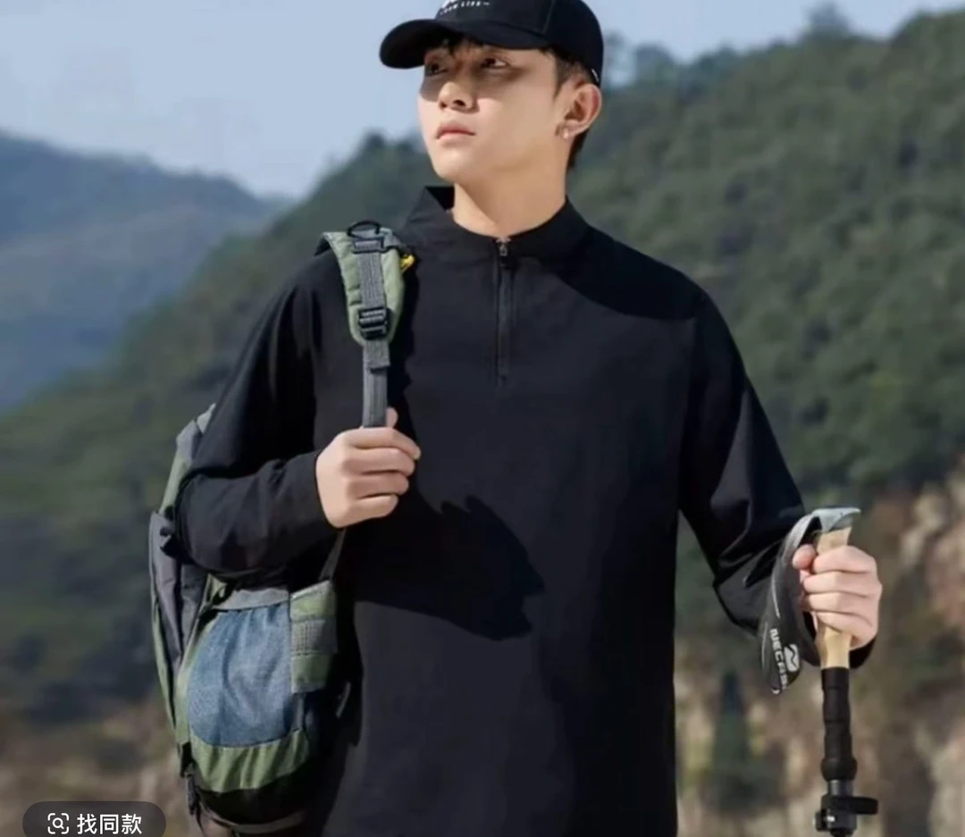 ZX 25年秋冬新款9383黑色加绒男士户外商务简约全无痕长袖上衣-2