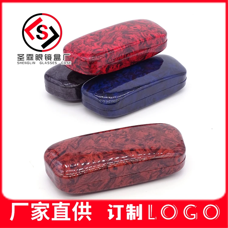 二百亮皮玫瑰花纹眼镜盒大新梭铁盒便携大框男女士厂家直供印logo