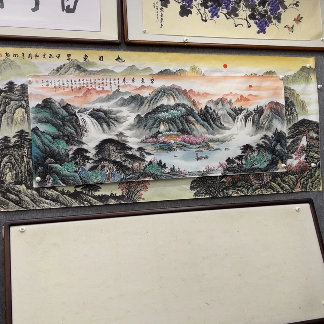 国画华**生紫气东来六尺画芯一幅