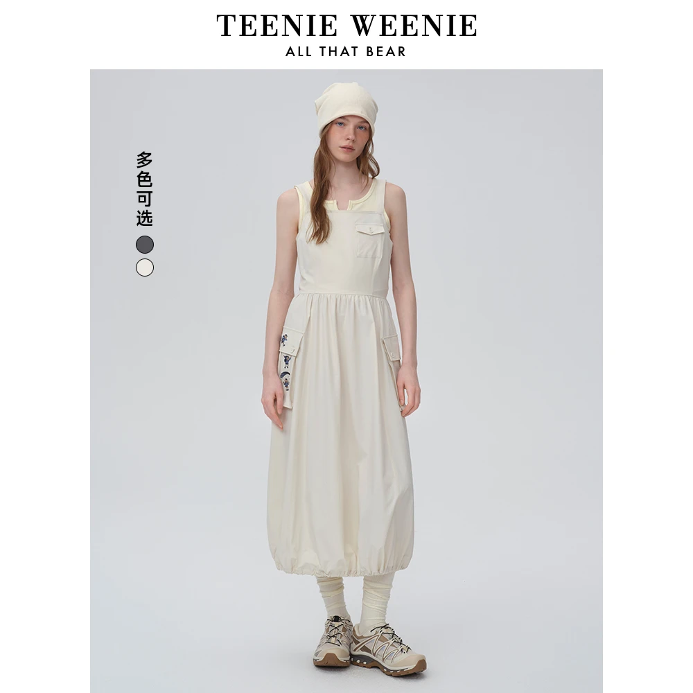 *TeenieWeenie小熊连衣裙25夏新款工装文艺休闲背带裙TTOW256416N