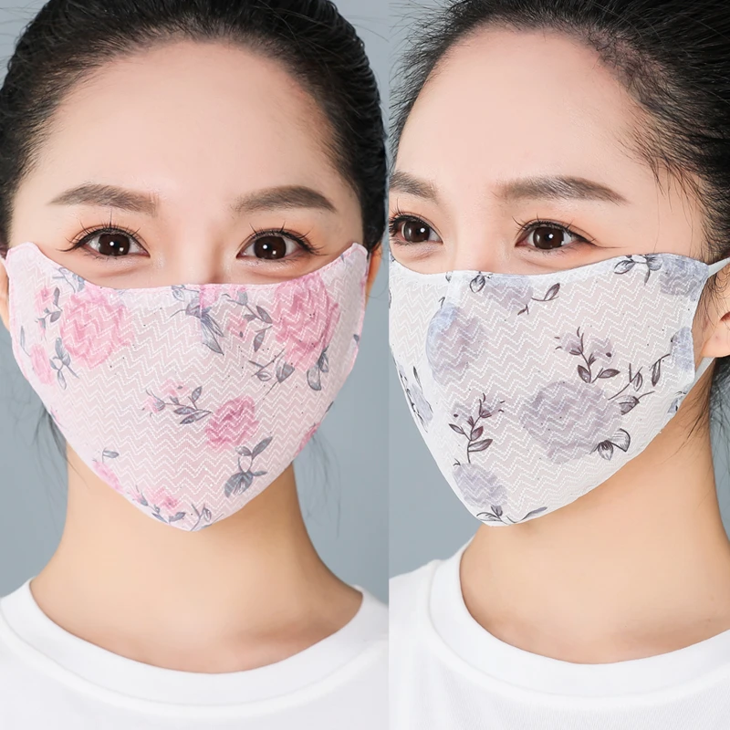 夏季新款防晒薄款透气亮片口罩女蕾丝可调节水洗时尚气质仙女风