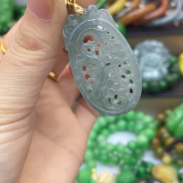 翡翠未镶嵌戒指项链17