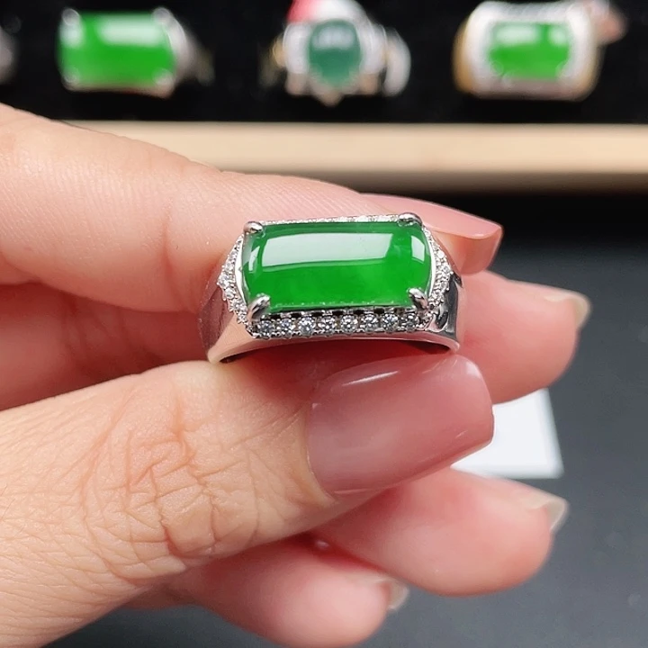 翡翠银S925镶嵌戒指编号3291没运费险