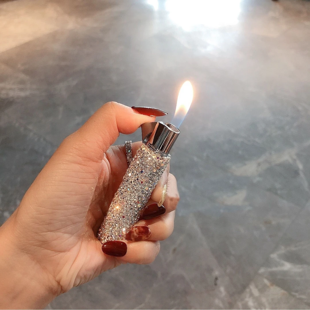 高档塑料充气打火机高颜值可爱明火个性超薄新款女士跨境爆款直销