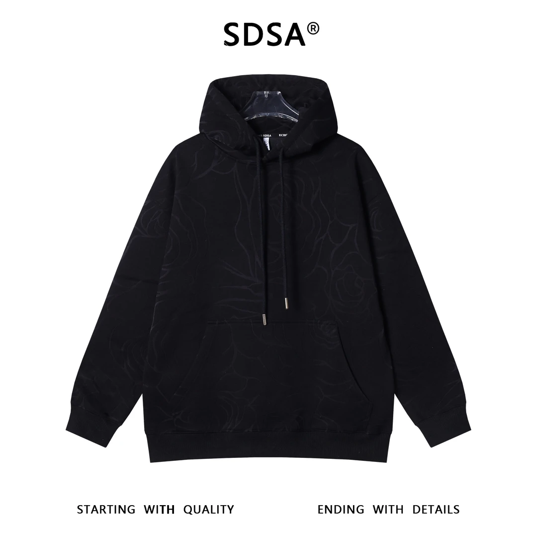 SDSA男士秋冬新款痞帅男装时尚简约割破抽绳连帽卫衣潮流百搭上衣