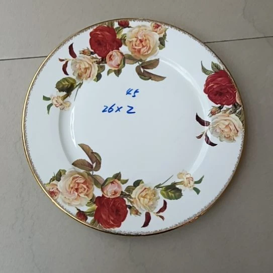 新疆西藏拍2个包邮金秋玫瑰手工拍金口径26厘米高2厘米大平盘